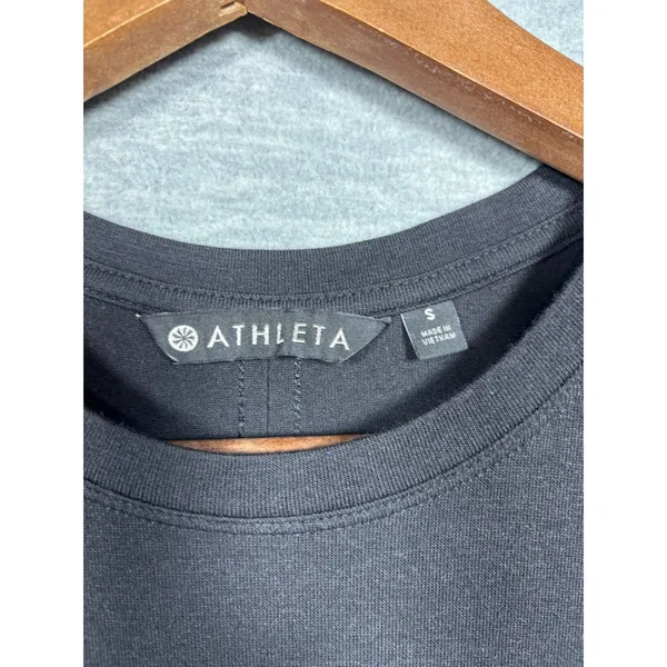 Athleta Womens S Shirt Black Sleeveless Tank Top‎ Workout Side Slits Modal Blend - Image 2