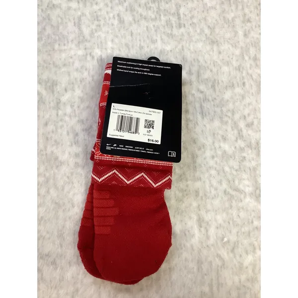 Nike Elite Basketball Crew Sock Holiday Fair Isle DriFIT SX7866-687 w10-13 m8-12 - Image 2