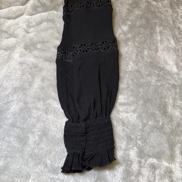 Scarlet Darkness Womens Size Large Black Lace Trim Smocked Waist Gothic Blouse - Image 11