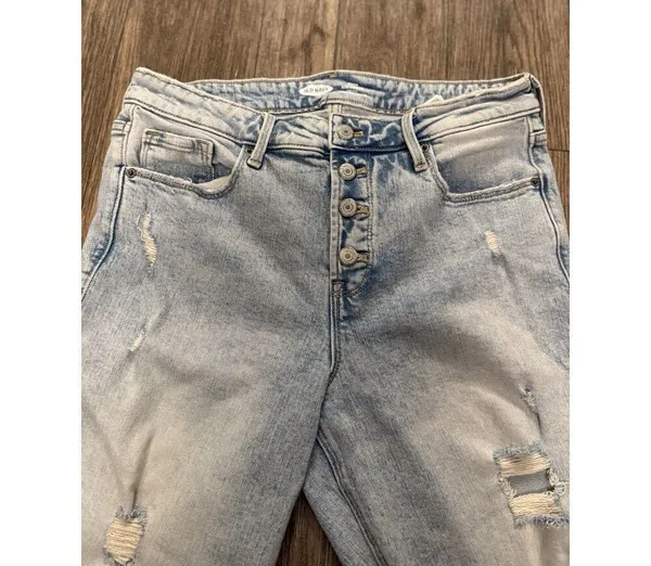 Old Navy Ankle Jeans Womens Size 12 The Power Jean High-Rise Straight Blue Denim - Image 10