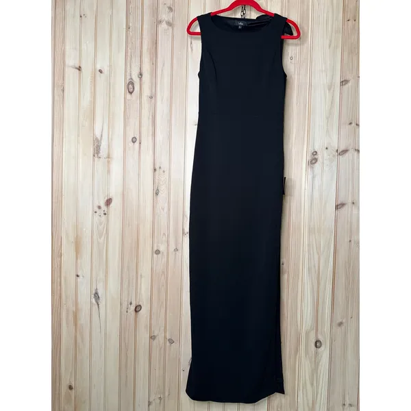 NWT Lulus Perfected Poise Black Bow Cutout Column Maxi Dress Whimsigoth Party M - Image 2