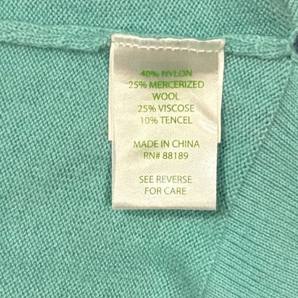 Lilly Pulitzer Charter Aqua Sweater Palm Leaf Design Wool Blend Long Sleeve Size - Image 8