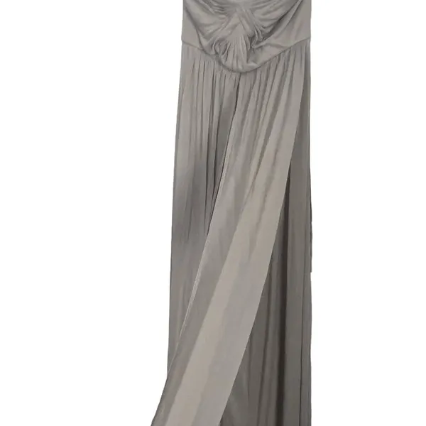 David's Bridal One Shoulder Strap Beige Maxi Dress Size 4 - Image 8