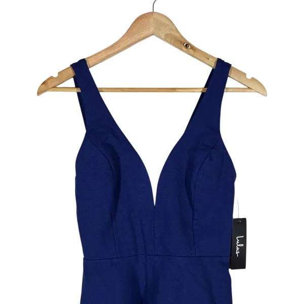 NWT Lulus Skater Mini Dress Navy Blue Cocktail V-Neck Date Night Size S - Image 2