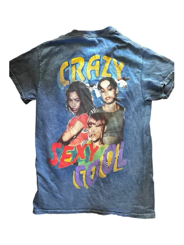 Vintage TLC Crazy Sexy Cool Graphic T-Shirt Blue Mineral Wash Band Tee Small - Image 3