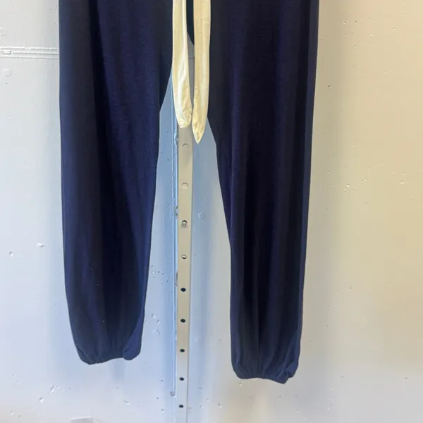 Eberjey Navy Blue Lounge Jogger Pants Cream Drawstring Small S Minimalist - Image 4