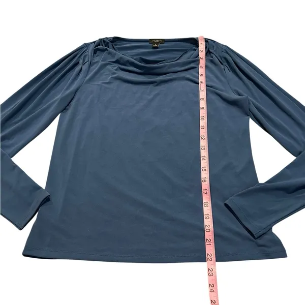 Ann Taylor blue top with draped neckline - Image 2