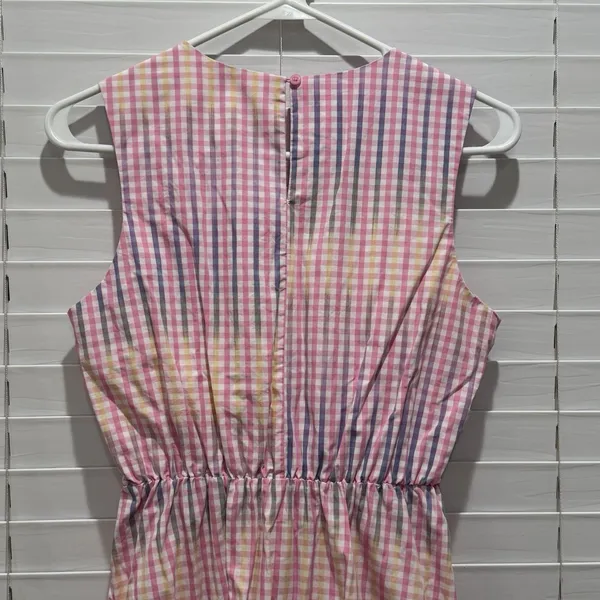 Charter Club Women S Cotton Preppy Party Plaid Midi Baby Shower‎ Pink Blue Dress - Image 10