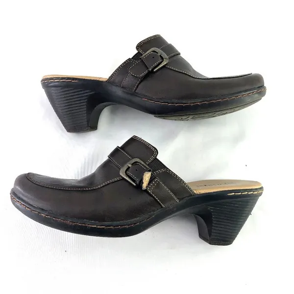 Björndal Brown Leather Kendall 136181 Slip On Clog Mule Wedge Shoe 9.5 Durable - Image 5