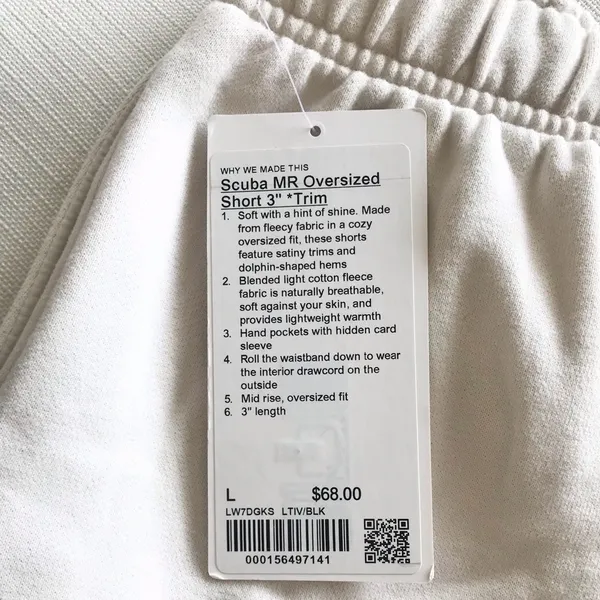 Lululemon Scuba Mid-Rise Oversized Short 3" Trim Light Ivory / Black NWT - Image 12