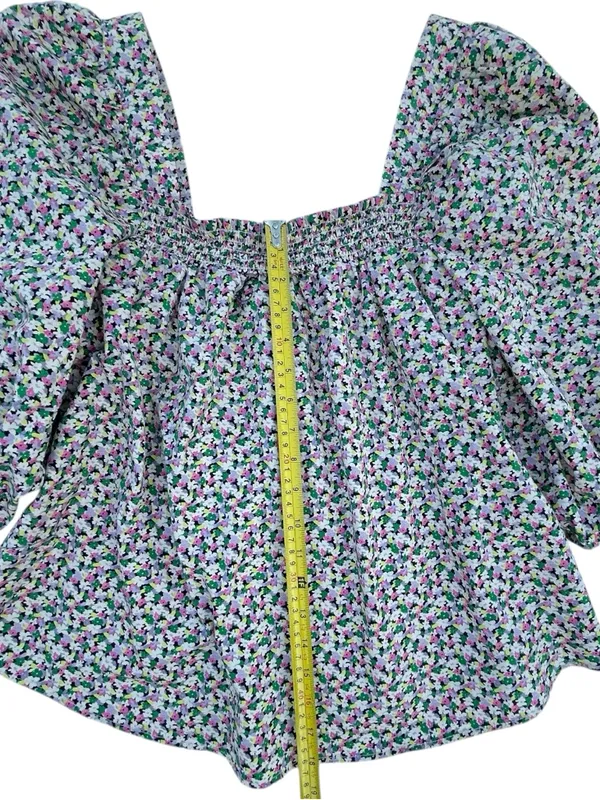 H&M Lavender‎ Multi Smocked Square-Neck Floral Top - Image 4