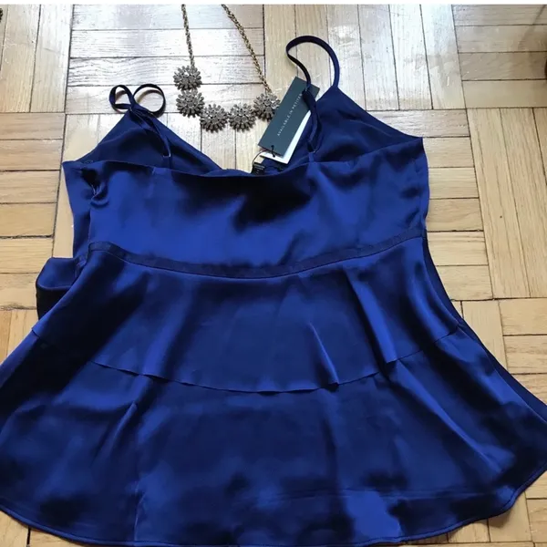 Banana Republic Royal Blue Satin Tiered Cami Tank Top NWT XS - Image 3