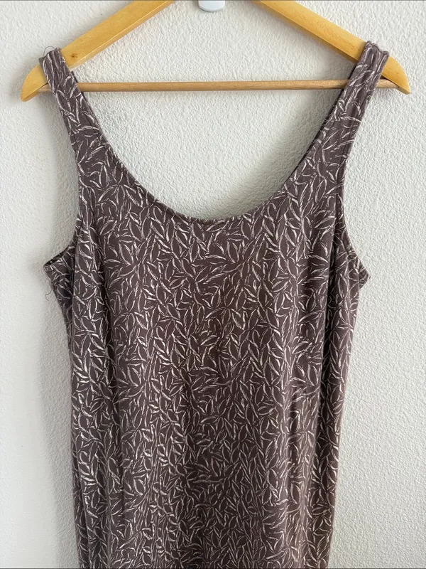 Fresh Produce Sleeveless Brown Printed Maxi Dress 100% Cotton Women's Large - Image 4