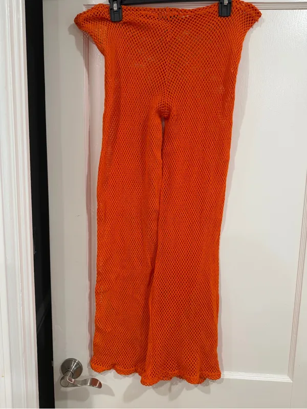 Forever 21 Vibrant Orange Crochet Mesh Pants - Image 6