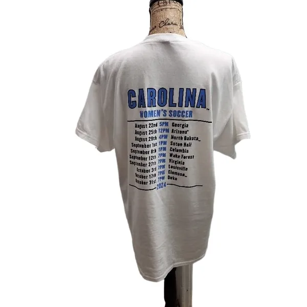 UNC Tar Heels Womens T-shirt Size L‎ White Soccer 2024 Schedule Sporty Fan - Image 3
