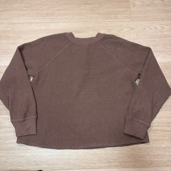 Old Navy Womens Brown Thermal Waffle Long Sleeve Medium - Image 3