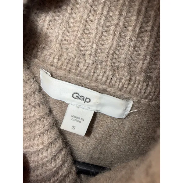 Gap Womens Lambswool Blend Cowl Neck Sweater Taupe Tan‎ Pockets Small - Image 8