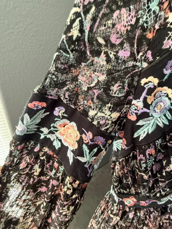FREE PEOPLE Cherry Blossom Embroidered Lace Mini Dress Size 8 - Image 14