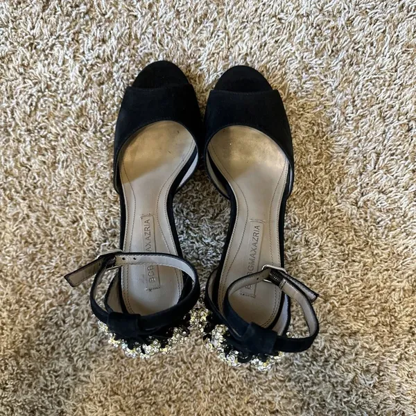 BCBG MAXAZARIA Women Size 6-6.5 Studded Rhinestone Open‎ Toe Sandals Heels Pumps - Image 5