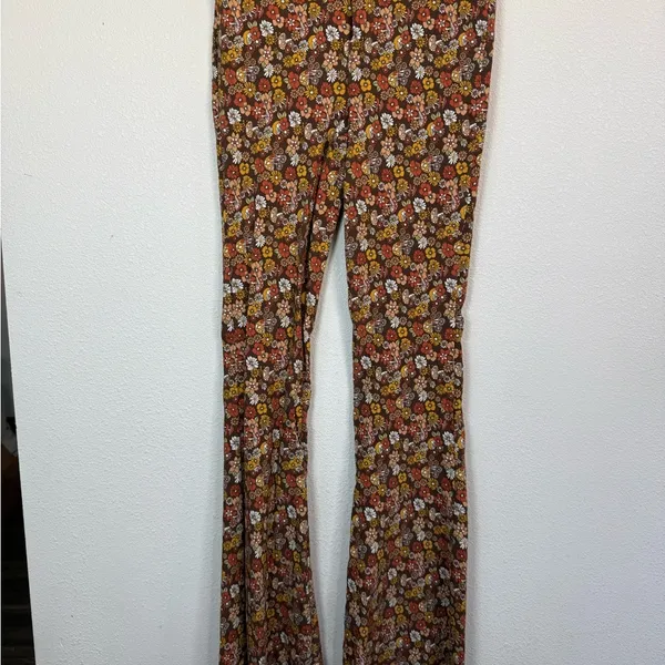 Hollister XS Floral High Rise Flare Bell Bottom Pants | Retro 70s Boho - Image 2