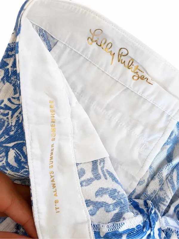 Lilly Pulitzer Callahan Shorts Blue White Print Women’s Size 0 5” Inseam - Image 5