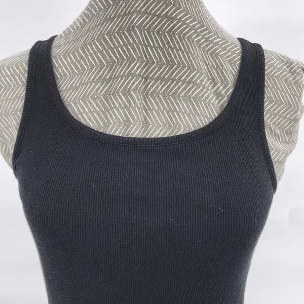 Basic Y2K Black Beater Tank 00s Ribbed Cotton Solid Layering Minimal Masc Size M Size M - Image 2