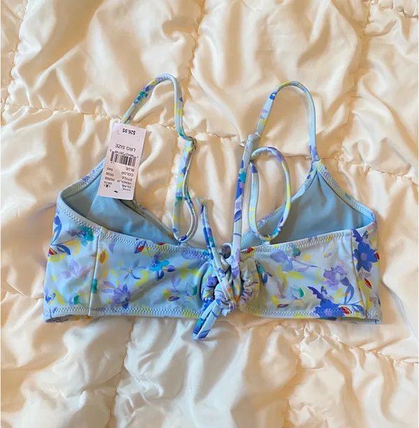 Pacsun Blue Floral Bikini Top Size L - Image 2