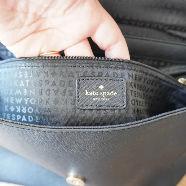 Kate Spade New York Black Saffiano Leather Crossbody Satchel Bag Classic - Image 12