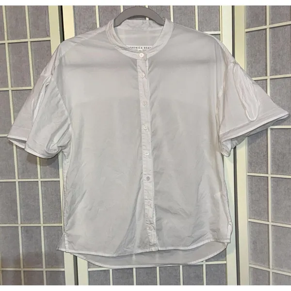 Veronica Beard Business Career Minimalist Designer White Button Down Blouse 6‎ - Image 3