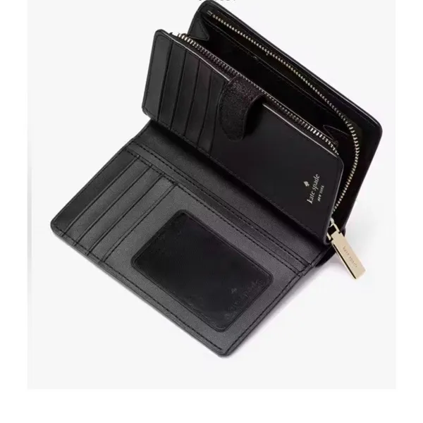 Kate Spade Joeley Glitter Medium Bi Fold Compartment Wallet Black NWT - Image 9