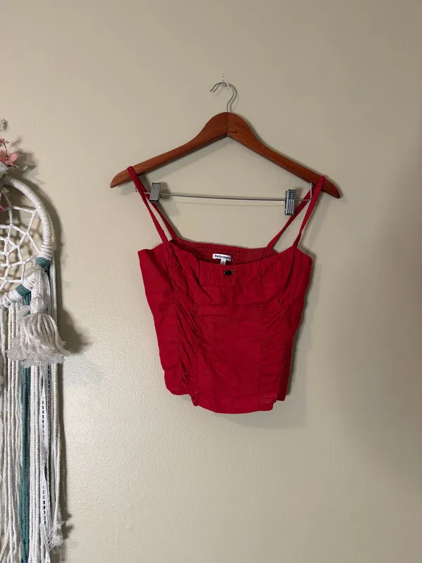 Reformation Emery Linen Top Red Size 2 - Image 4