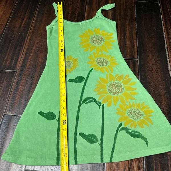 Spaghetti strap mini dress flower hand painted design casual bohemian - Image 2