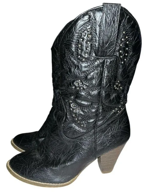 Corkys sage brushed black leather cowgirl boots. - Image 5