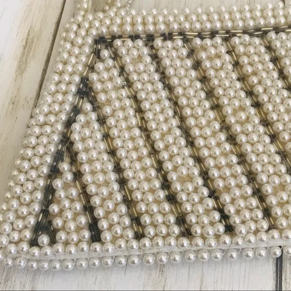 White Faux Pearl Bridal Bag Vintage - Image 2