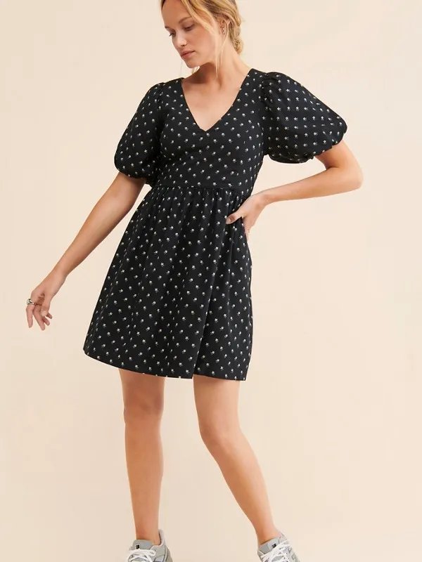 Madewell V-Neck Puff-Sleeve Mini Dress in Floral Ikat - NEW - Image 4