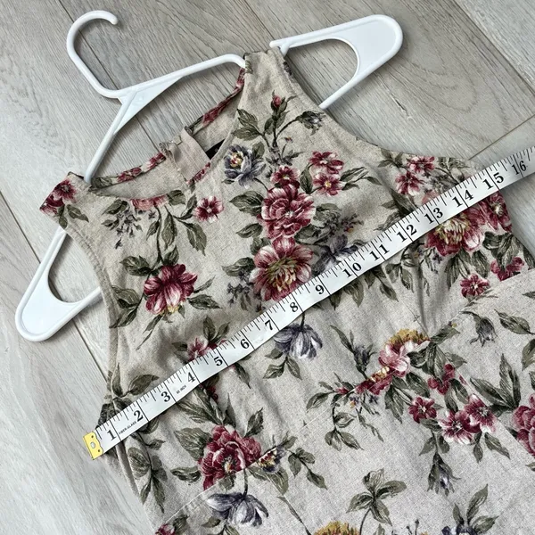 All that jazz Vintage Floral Dress shift mini womens Beige size 9/10 cottage prairie romantic - Image 3