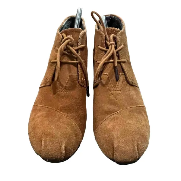 TOMS Desert Wedge Lace-Up‎ Ankle Booties Womens Size 10 Brown Hidden Wedge - Image 4