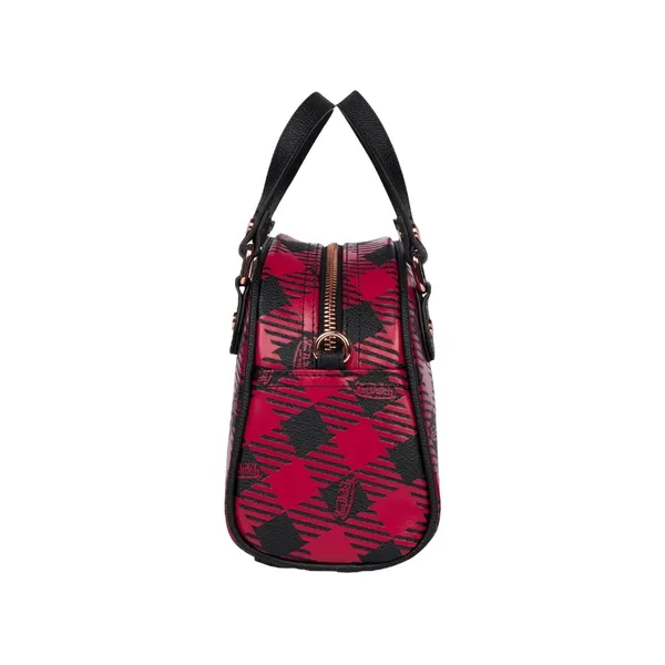 NWT! Von Dutch Red & Black Plaid Small Bowling Bag - Image 3