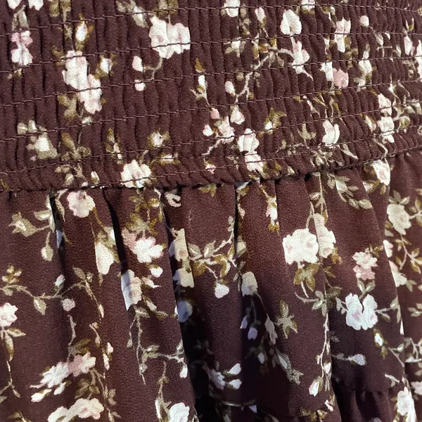 Plum Floral Dress Brown Size M - Image 7
