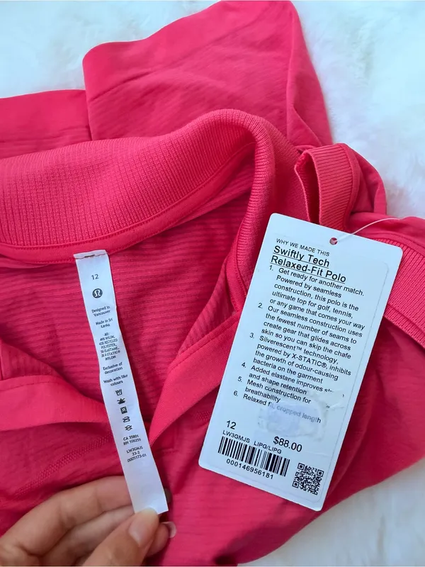 lululemon athletica Bright Pink Crop Polo Top - Image 3