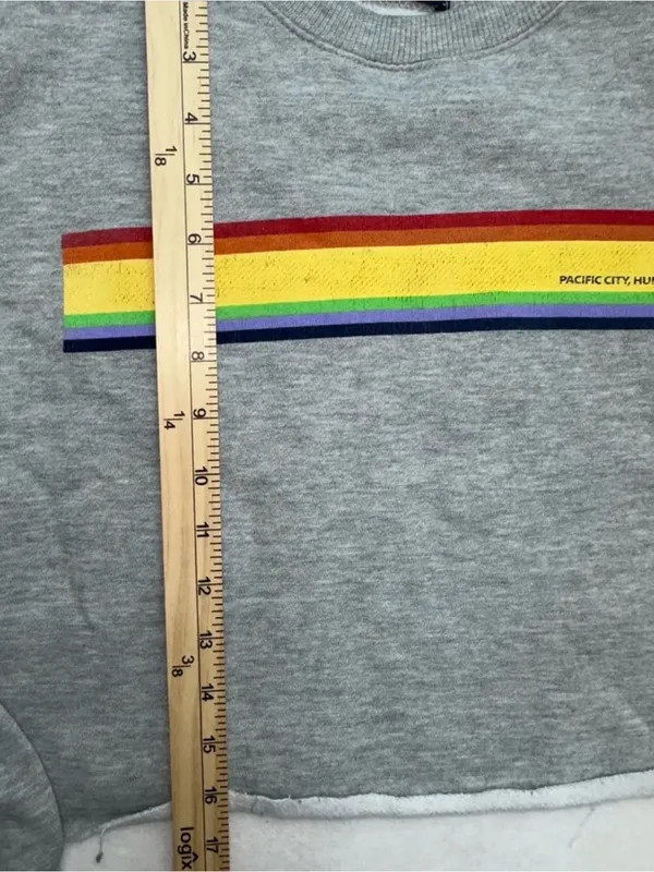 Brandy Melville John Galt Crop Sweatshirt Pacific City Rainbow One Size Beach - Image 9