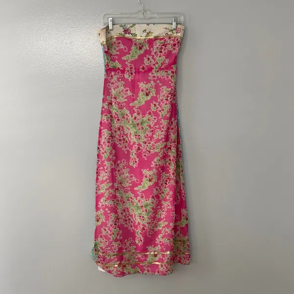 Vintage 90's Cynthia Rowley Garden Print Floral Column Maxi Dress Size 6 - Image 2