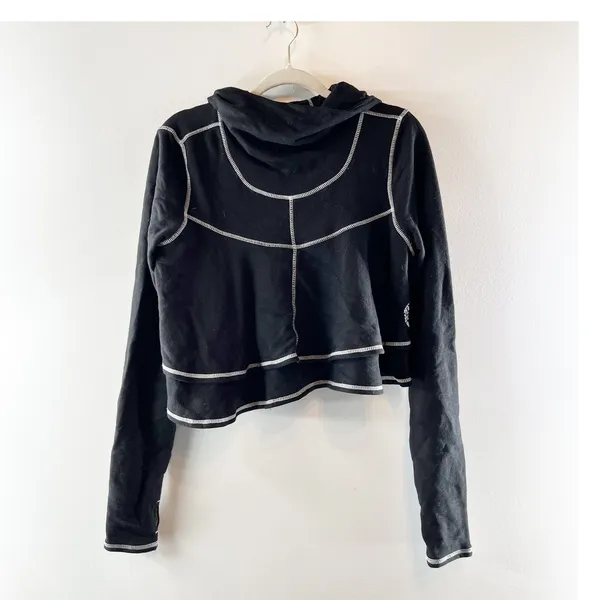 FP Movement First Place Long Sleeve Cropped Pullover Hoodie Sweatshirt Black M - Image 3