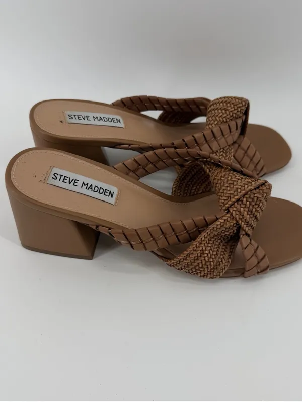Steve Madden Braided Tan Slide Heels size 8M - Image 2