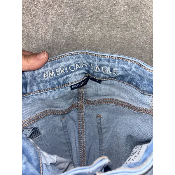 American Eagle‎ Jeans Womens 000 Short Light Wash Super Hi-Rise Flare Distressed - Image 4