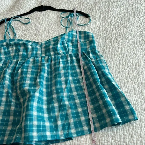 ✨ Amanda Uprichard Women’s Blue White Gingham Tank Top Large - Image 10