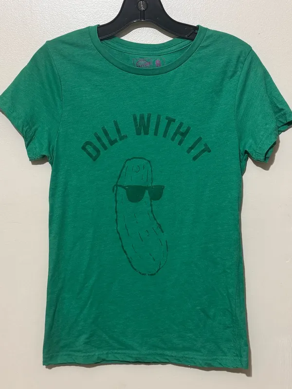 CRAZY DOG T-SHIRTS Dill With It Short Sleeve Tee S 16” p2p Green EUC - Image 2