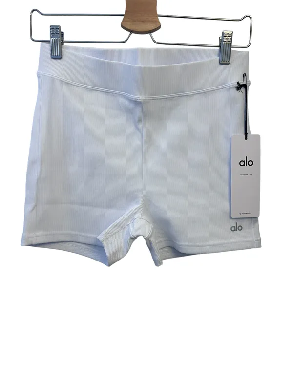 Alo GODDESS RIBBED HIGH-WAIST HOT SHORT WHITE Large NWT ( sold out) - Image 9