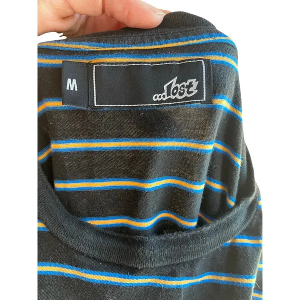 Lost Black Blue & Yellow Striped Long-Sleeve Shirt Size M - Image 4