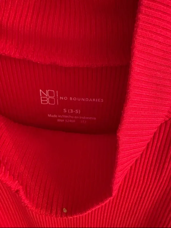No Boundaries Red High Neck Ribbed Sleeveless Blouse - Image 2